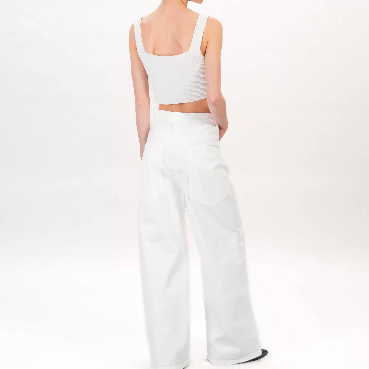 Outlet White Mood Tensione In-Pantalone Palazzo Cotone Elasticizzato - Latte