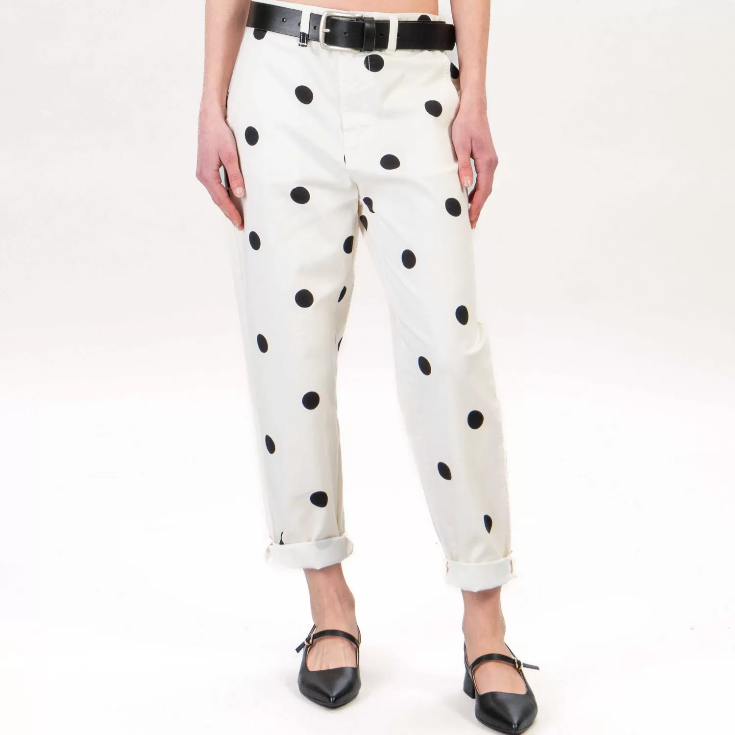 Best White Mood Tensione In-Pantalone Pois - Latte/Nero