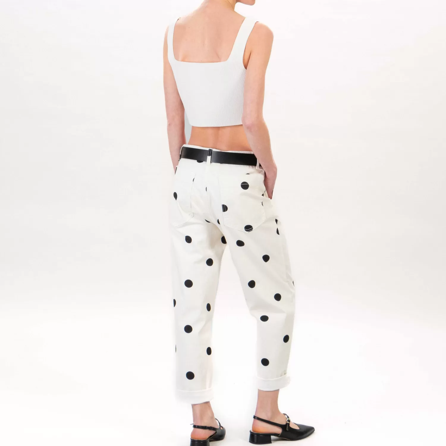 Best White Mood Tensione In-Pantalone Pois - Latte/Nero