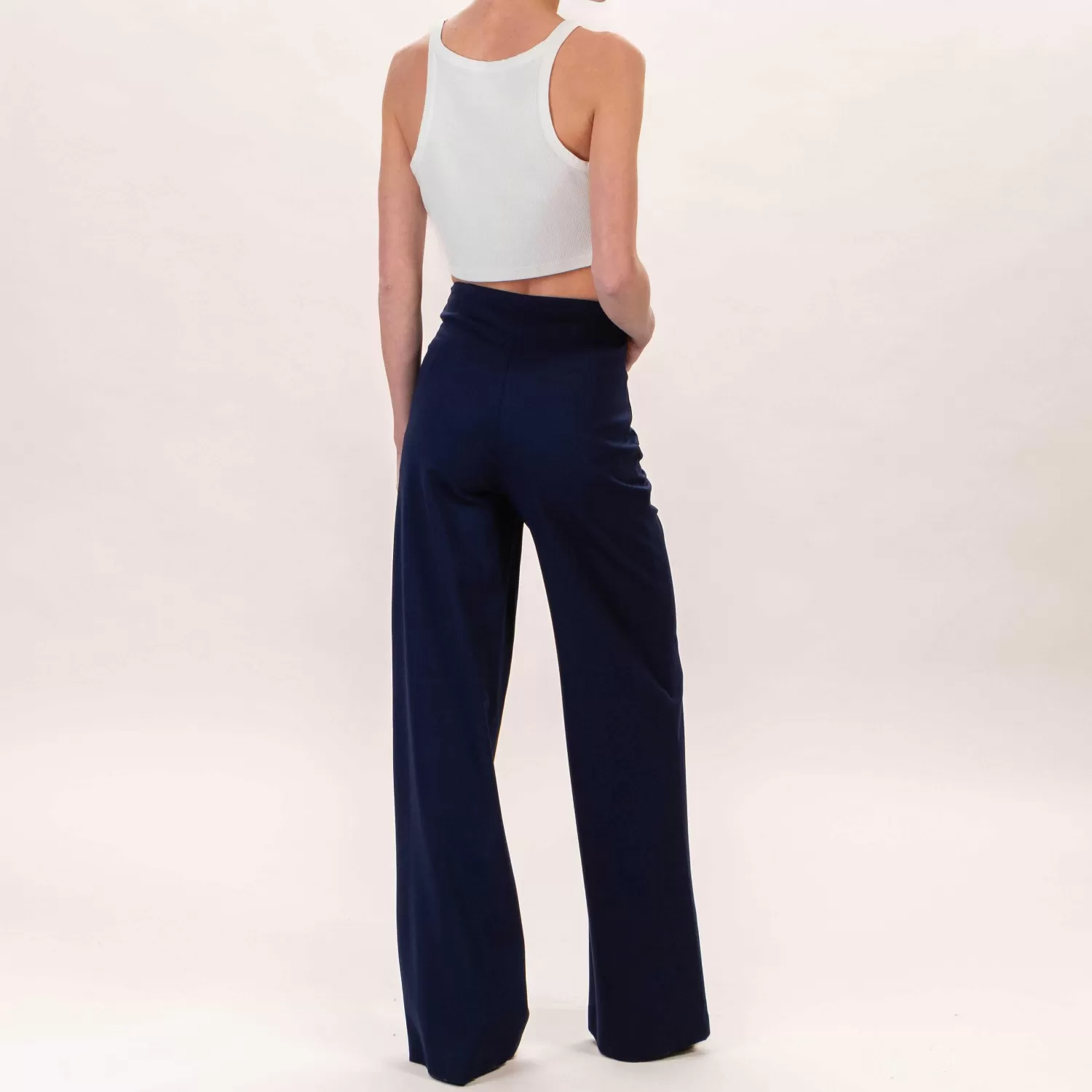 Cheap White Mood Tensione In-Pantalone Punto Milano Bottoni Dorati - Blu