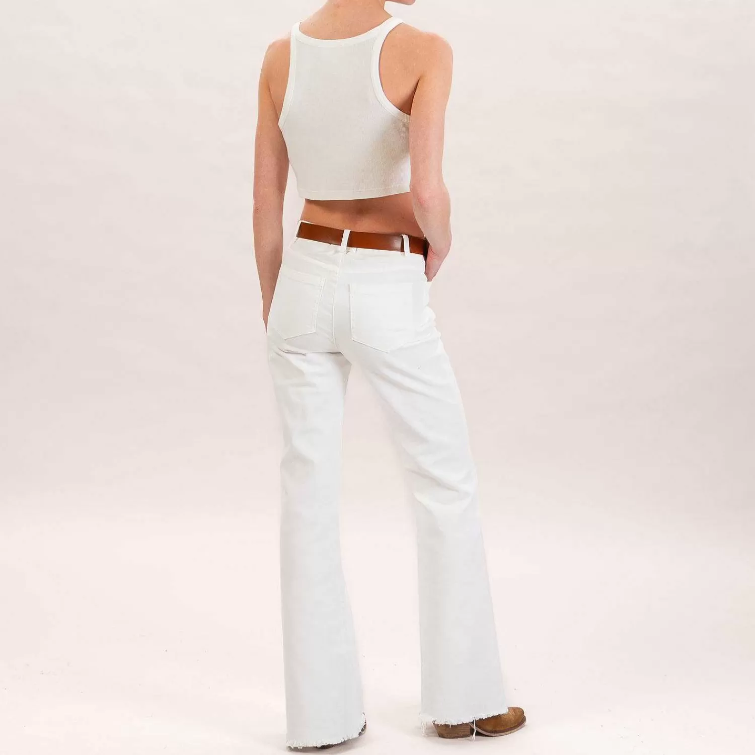 Cheap White Mood Tensione In-Pantalone Zampa Sfrangiato - Latte