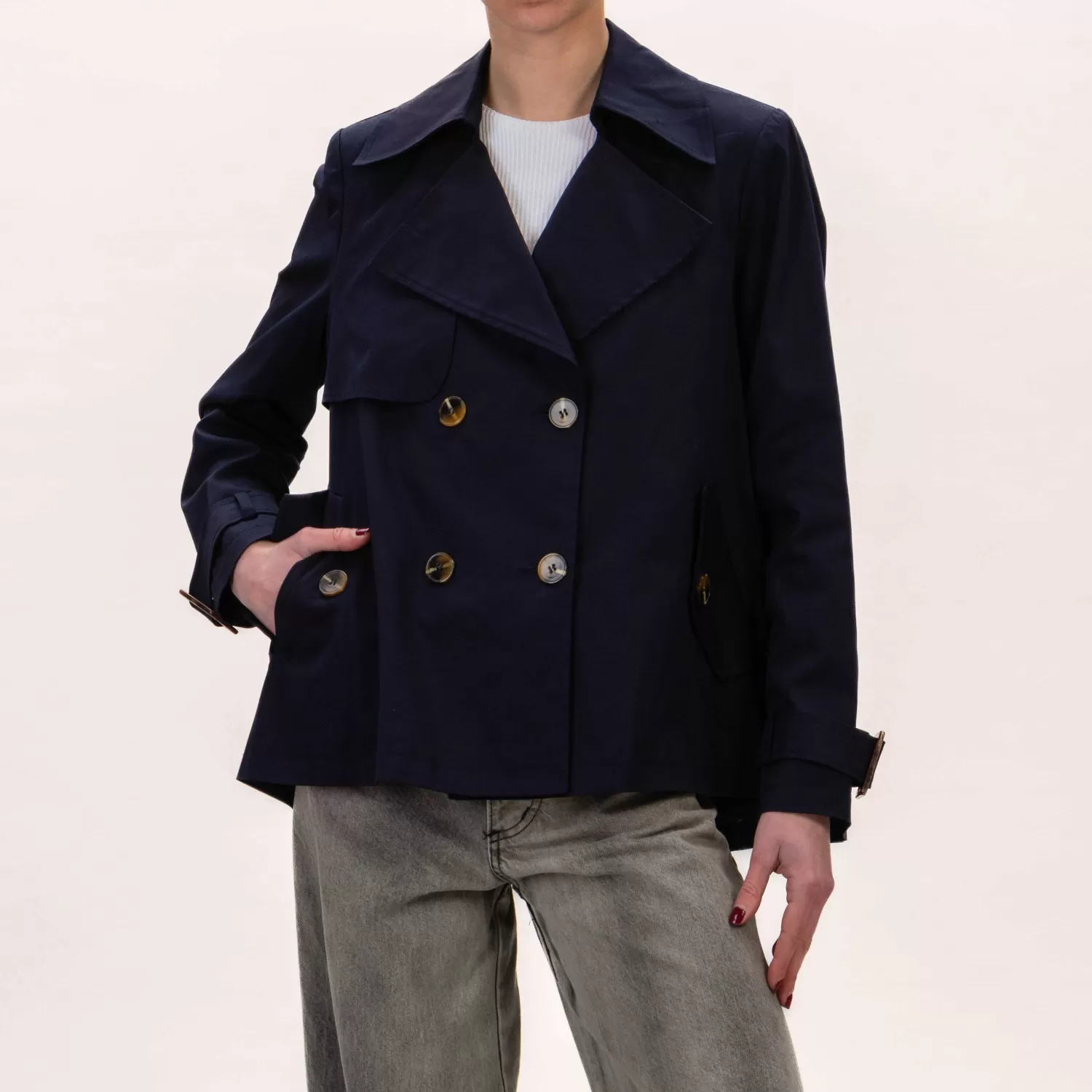 Online White Mood Tensione In-Trench Corto - Blu