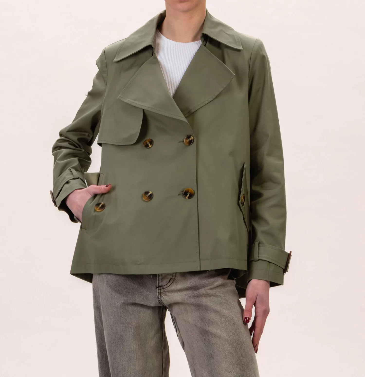 Best Sale White Mood Tensione In-Trench Corto - Militare