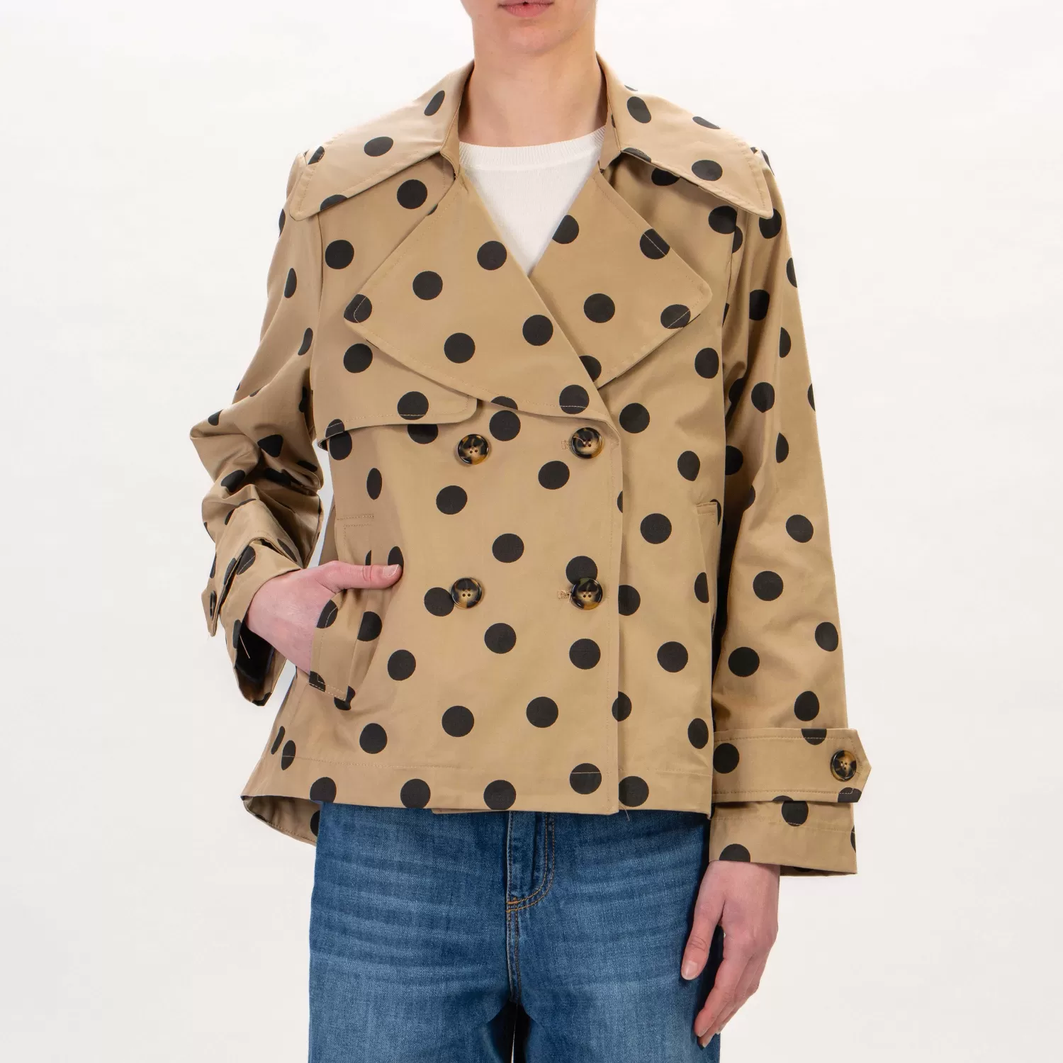 Store White Mood Tensione In-Trench Corto A Pois - Beige/Nero