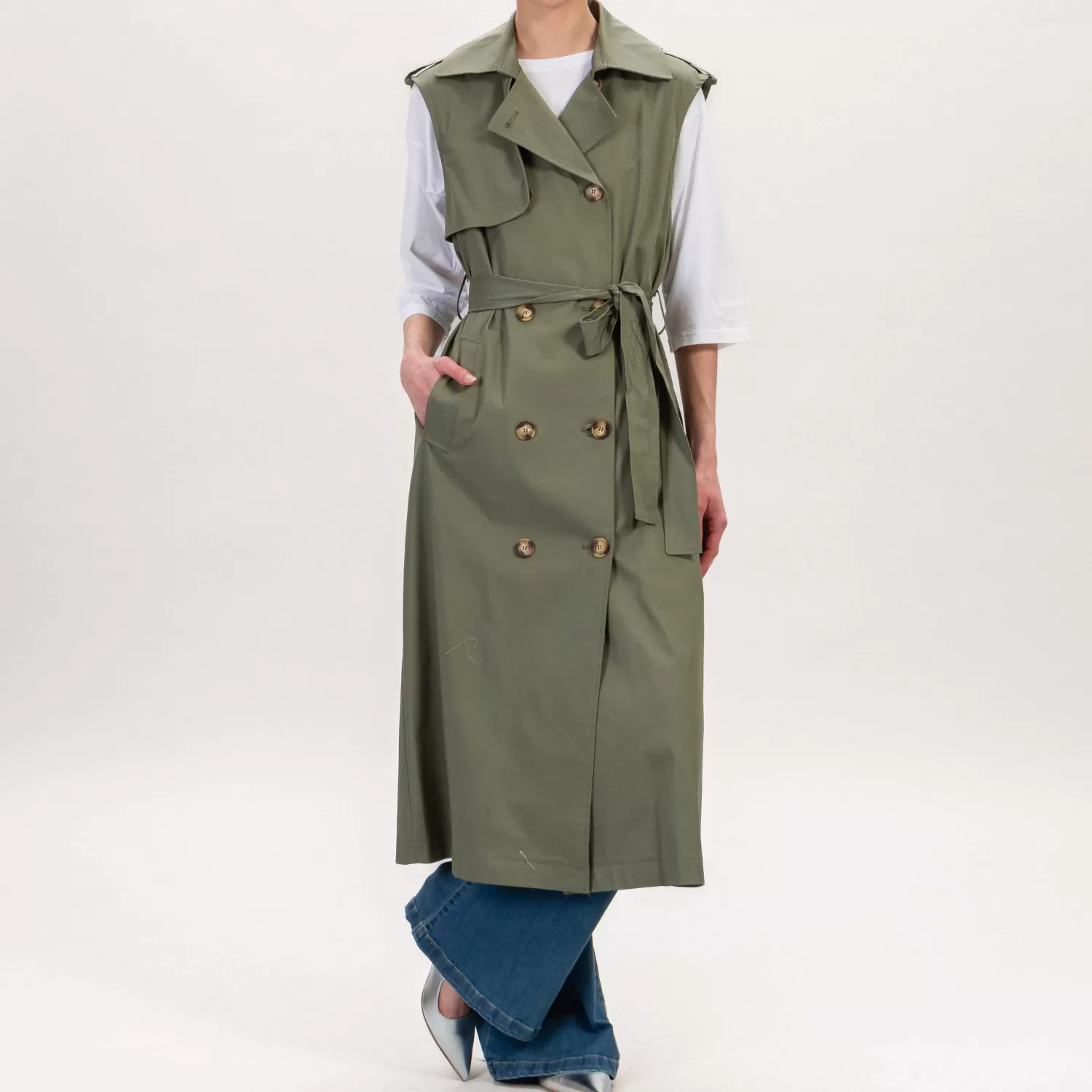 Online White Mood Tensione In-Trench Doppio Petto Smanicato - Militare