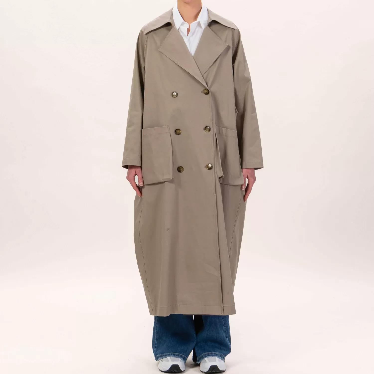 Best Sale White Mood Tensione In-Trench Doppiopetto Con Ripresa Dietro - Taupe