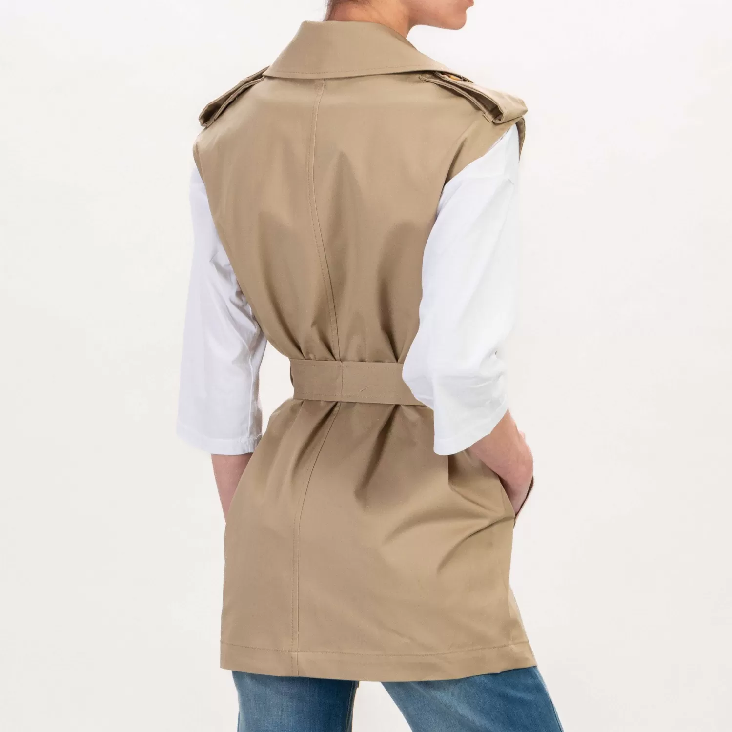 Store White Mood Tensione In-Trench Smanicato Con Cintura - Sabbia