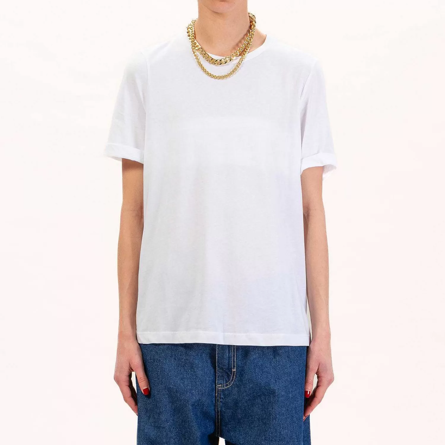 Discount White Mood Tensione In-T-Shirt Con Collana Catena - Bianco/Oro