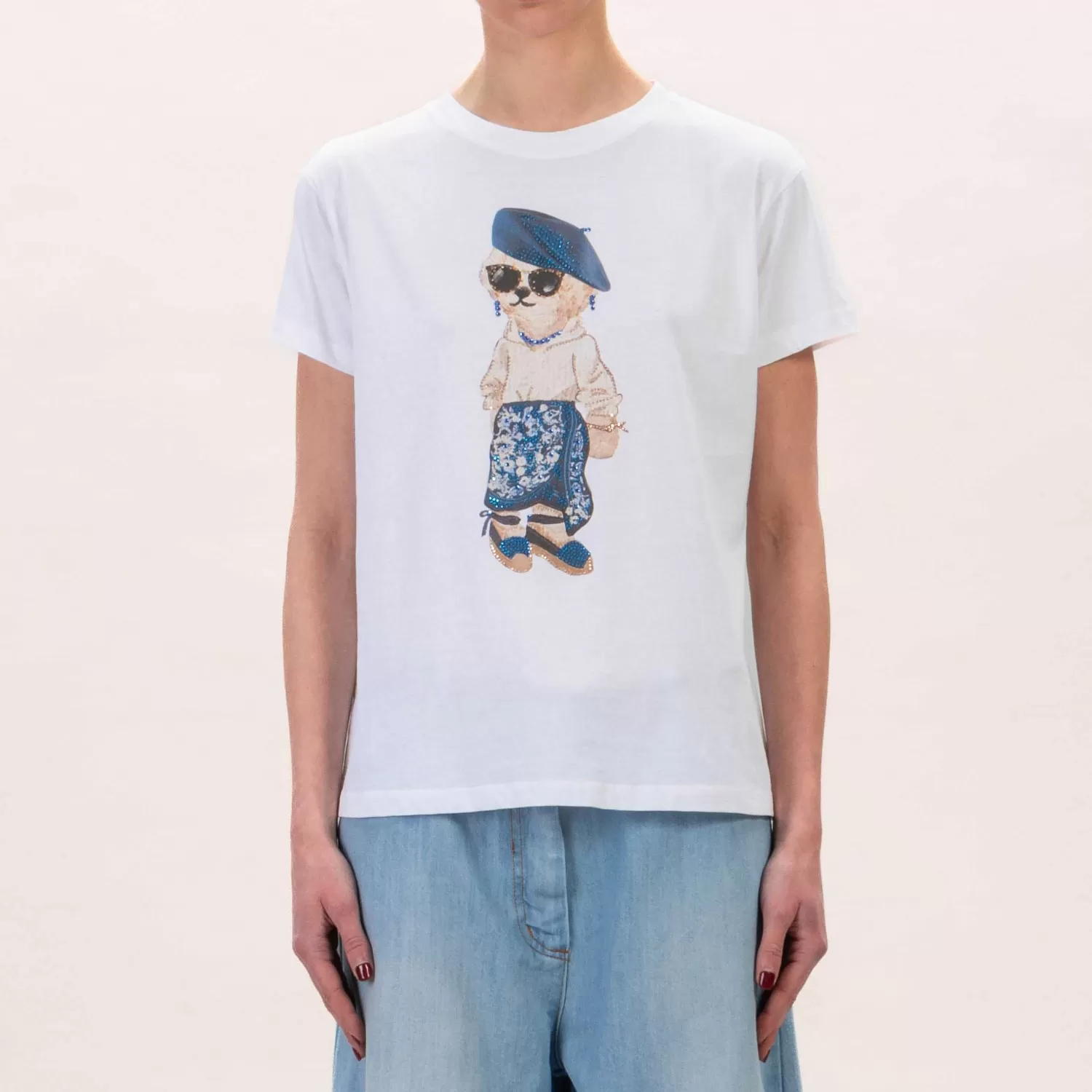 Best White Mood Tensione In-T-Shirt Orsetto - Latte/Blu/Beige