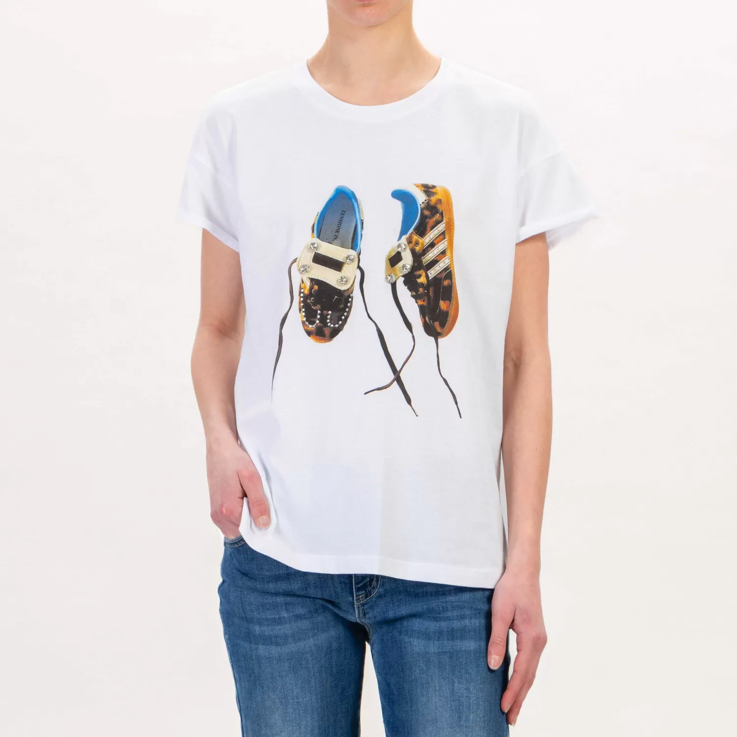 Store White Mood Tensione In-T-Shirt Sneakers Con Applicazioni - Bianco