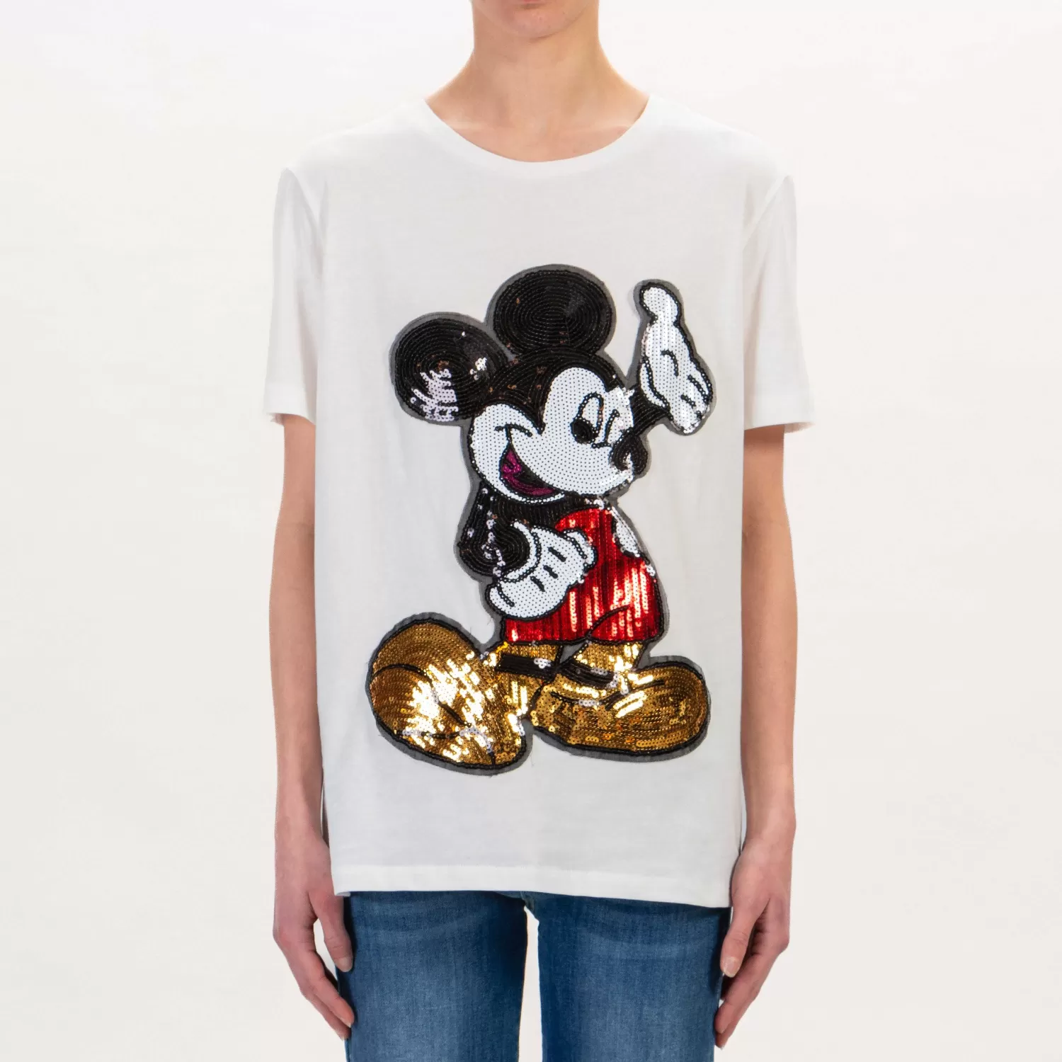 Sale White Mood Tensione In-T-Shirt Topolino Paillettes - Burro