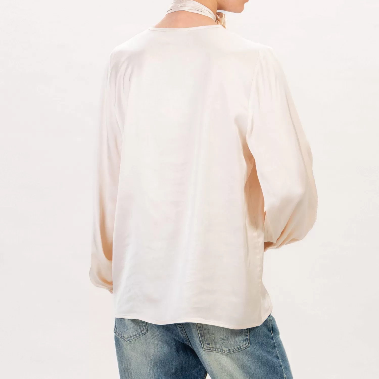 Outlet White Mood Vicolo-Blusa Satin Scollo A V Con Fiore - Sand