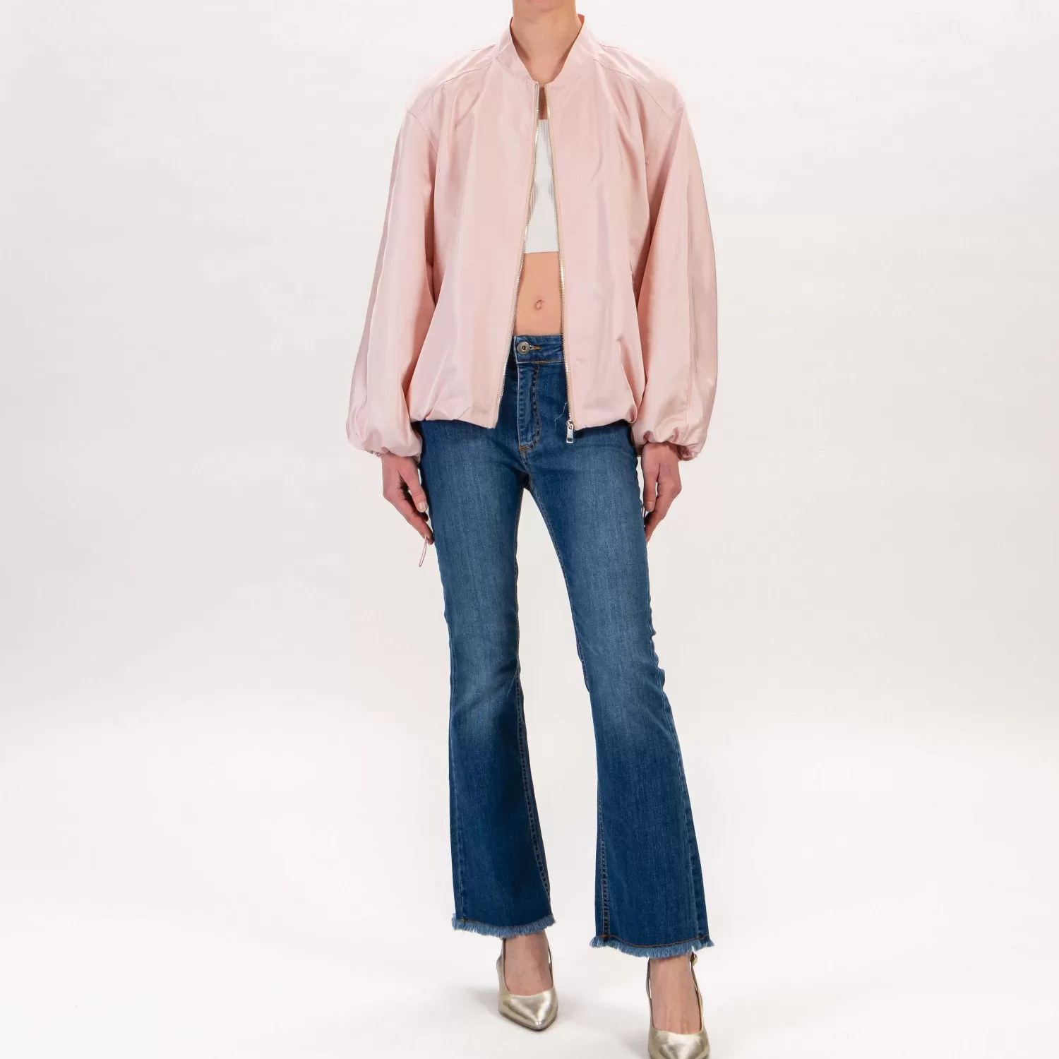 Fashion White Mood Vicolo-Bomber Satin Coulisse Con Elastico In Vita - Rosa