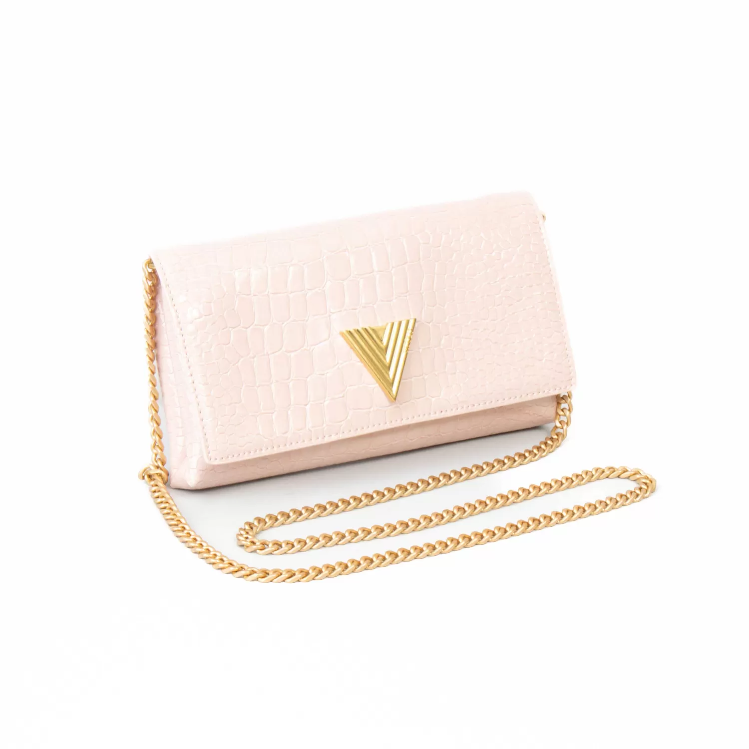 Fashion White Mood Vicolo-Borsa Pochette Shibuya Coccodrillo - Rosa Polvere