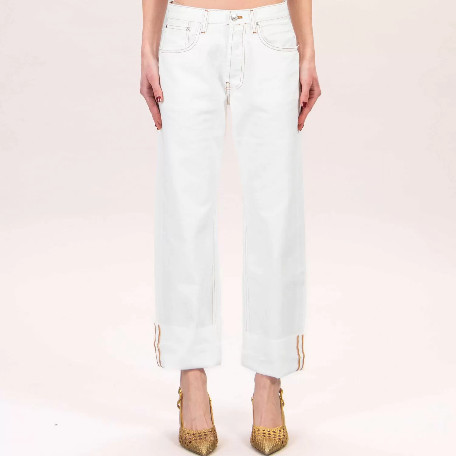 Clearance White Mood Vicolo-Jeans Con Risvolto - Bianco