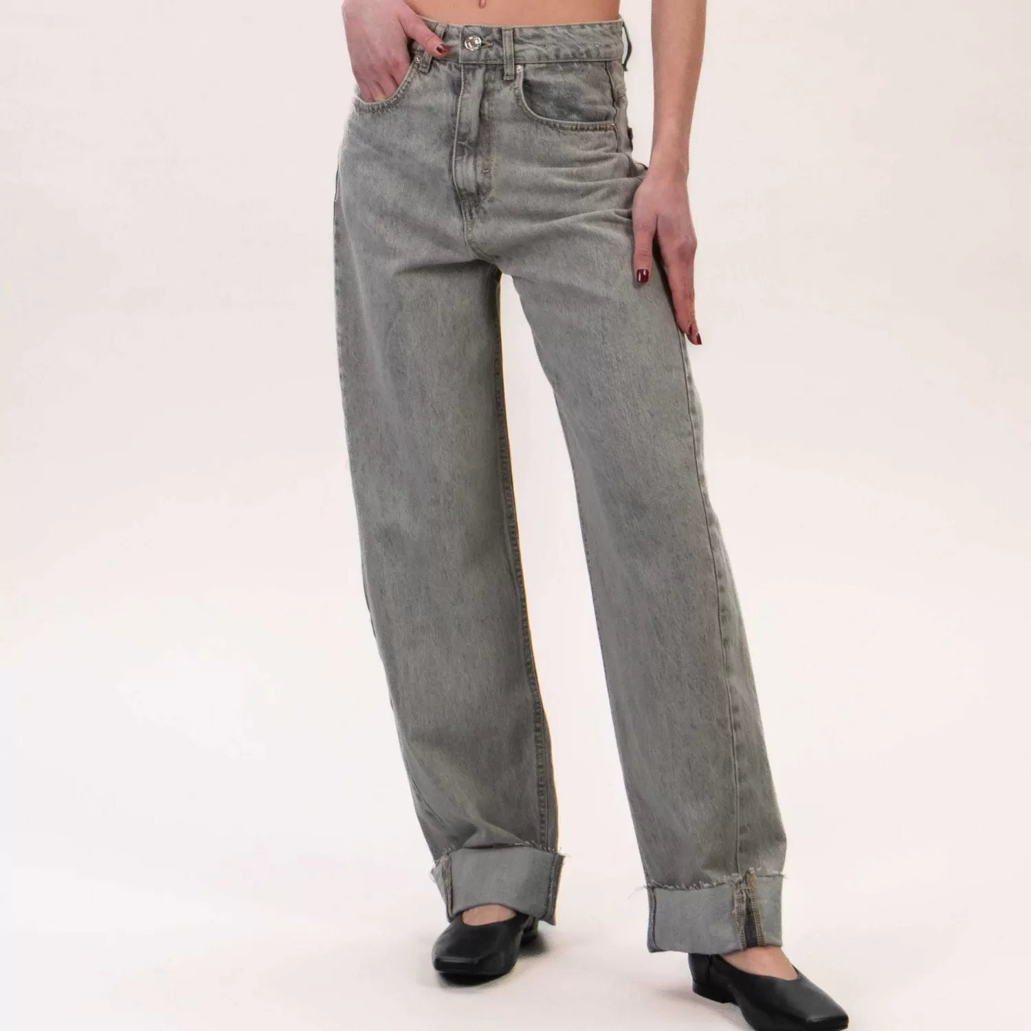 New White Mood Vicolo-Jeans Mom Fit - Grigio Cenere