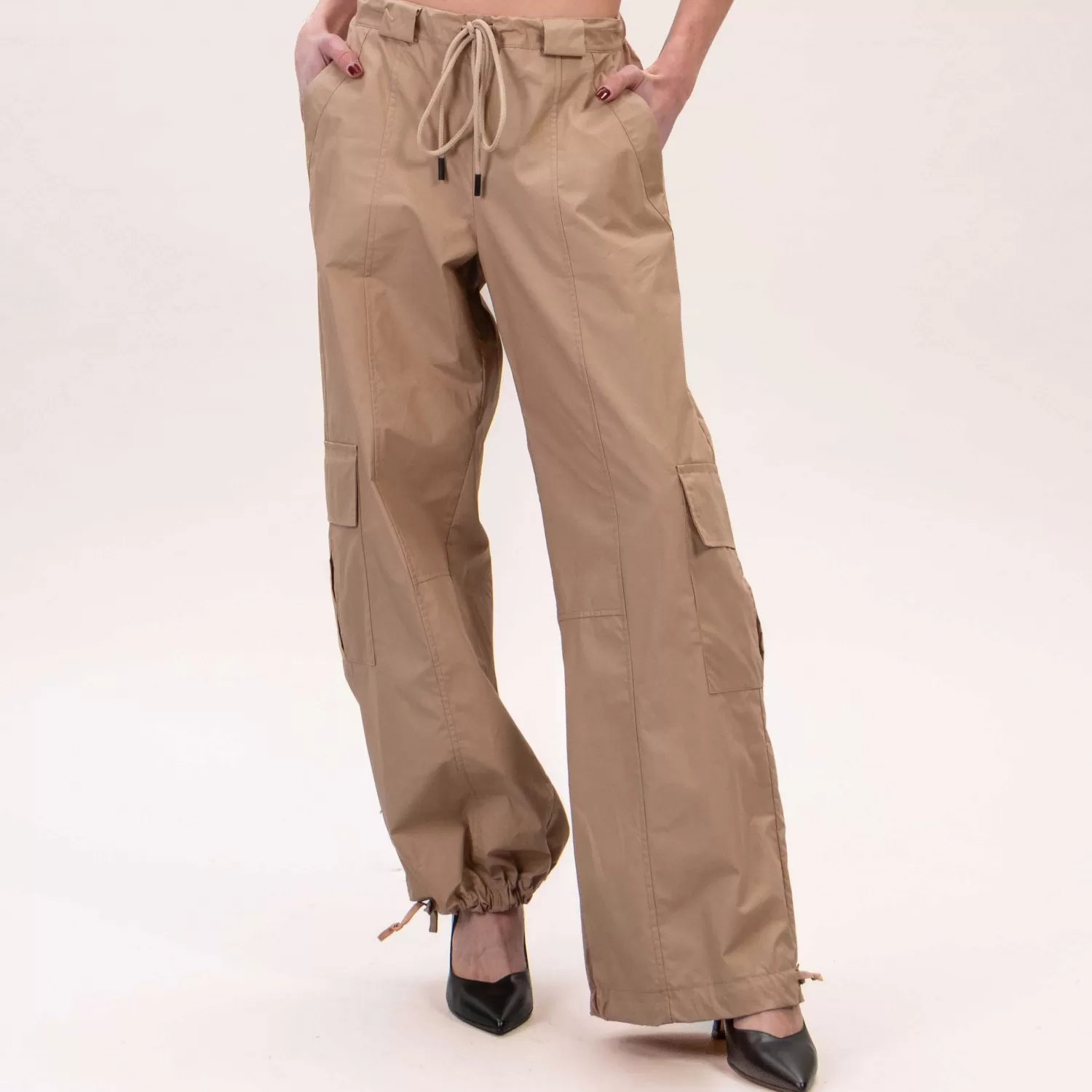 Clearance White Mood Vicolo-Pantalone Cargo Coulisse Alla Caviglia - Beige