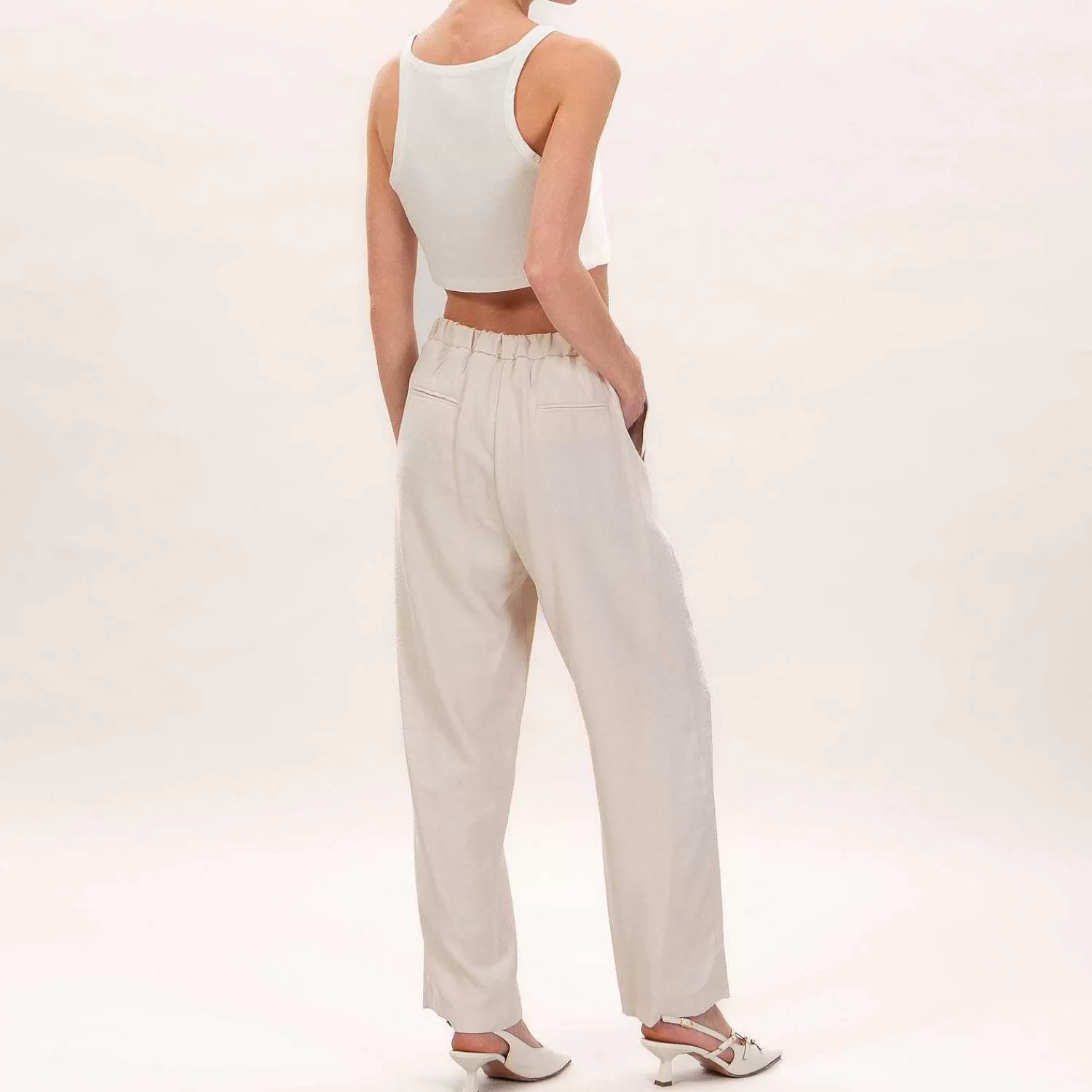 Best White Mood Vicolo-Pantalone Con Elastico - Sand