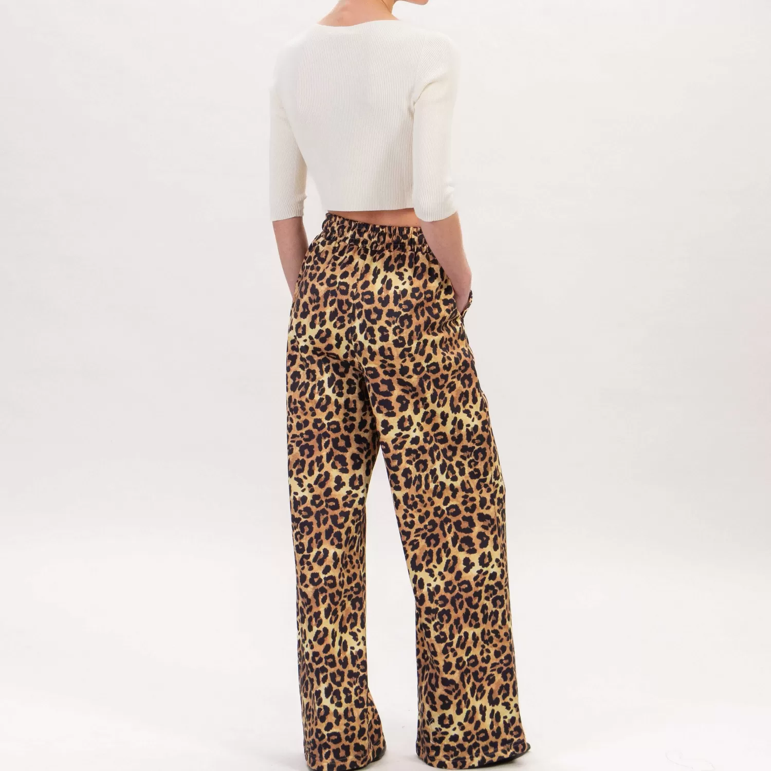 Fashion White Mood Vicolo-Pantalone Maculato Con Coulisse - Sand/Nero