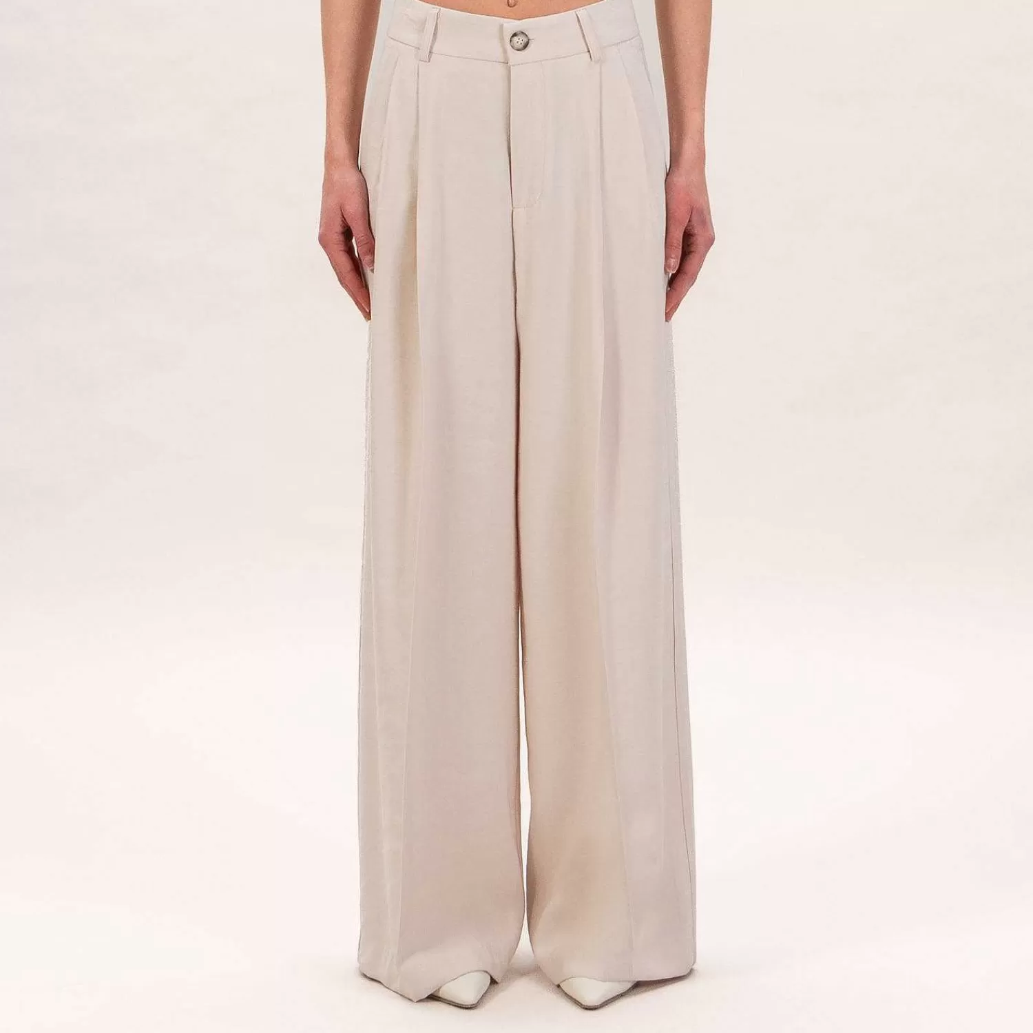 Online White Mood Vicolo-Pantalone Palazzo Con Pinces - Sand