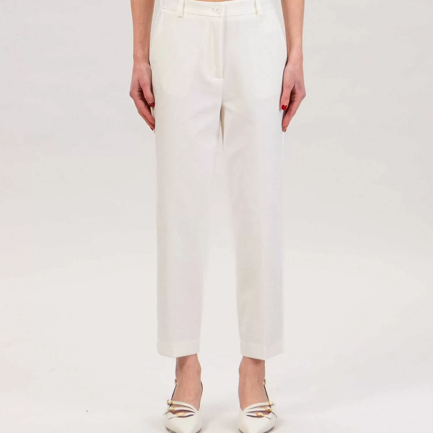 Sale White Mood Vicolo-Pantalone Punto Milano Elastico Dietro - Latte