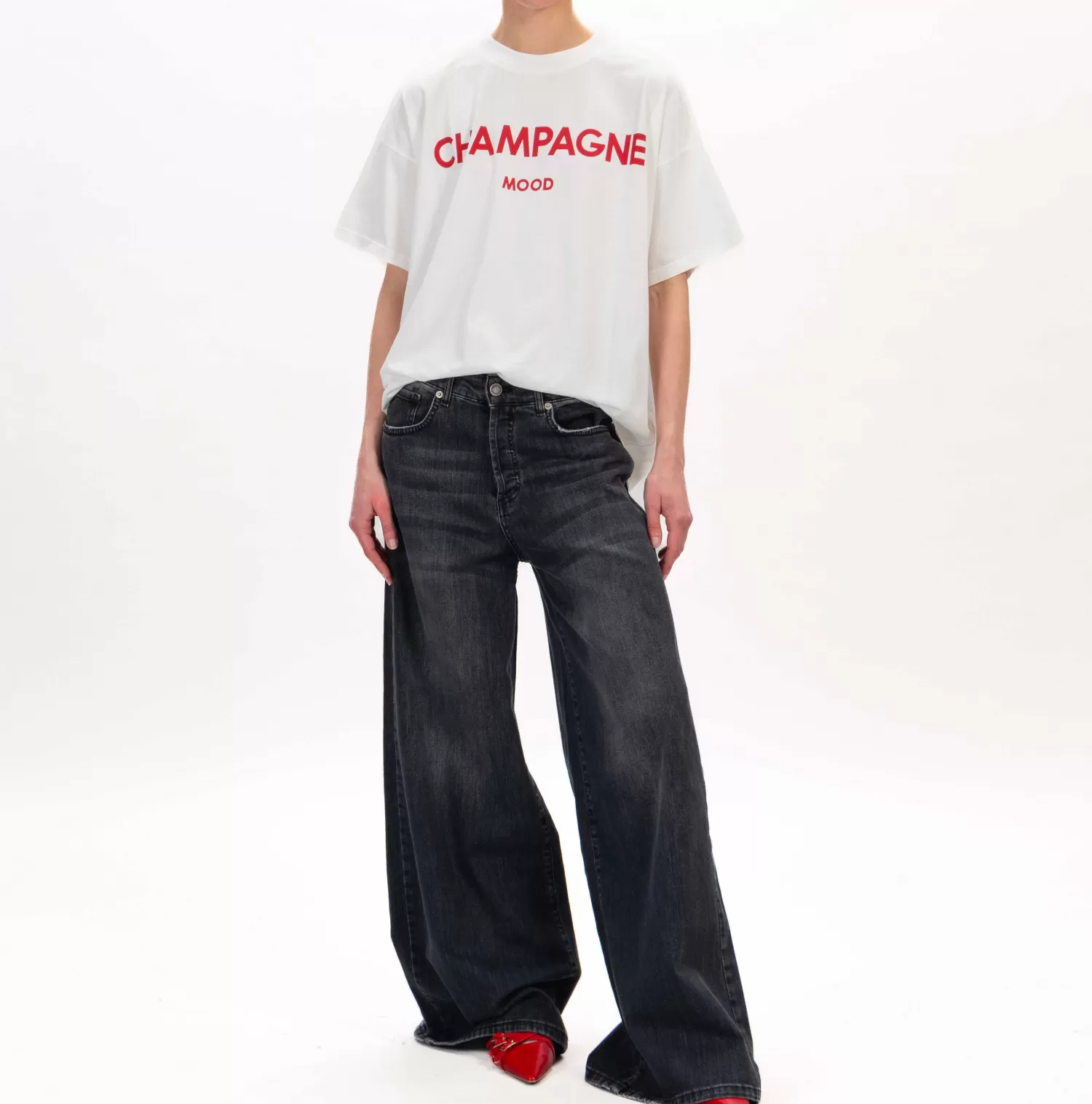 Hot White Mood Vicolo-T-Shirt Champagne Mood - Latte/Rosso