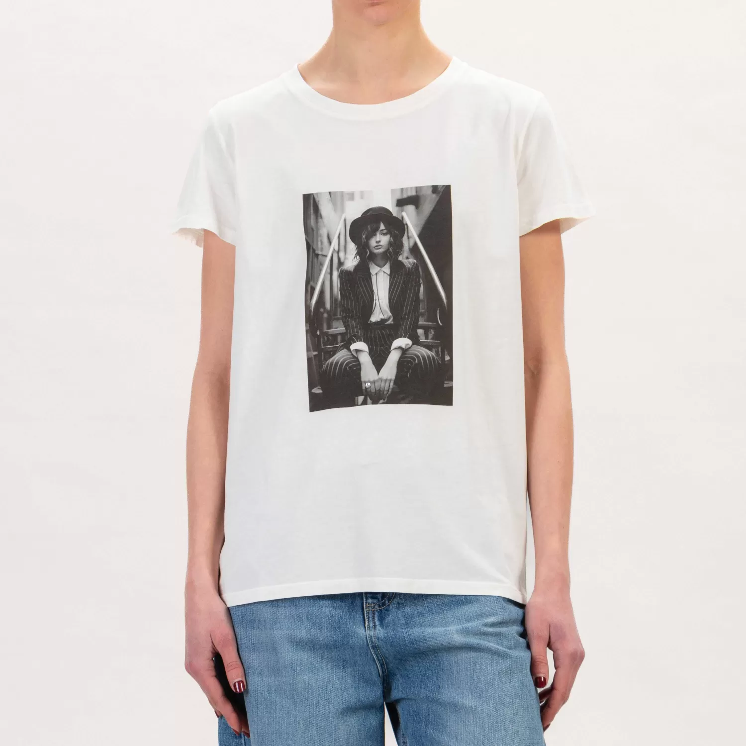 Hot White Mood Vicolo-T-Shirt Con Stampa Donna - Latte