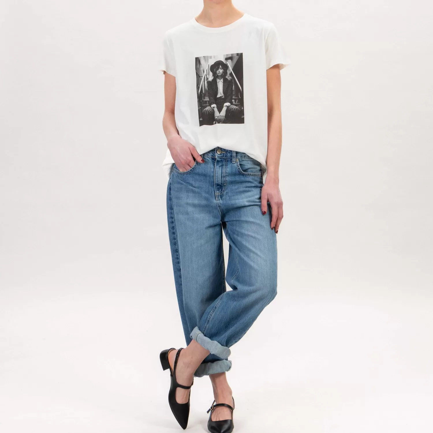 Hot White Mood Vicolo-T-Shirt Con Stampa Donna - Latte