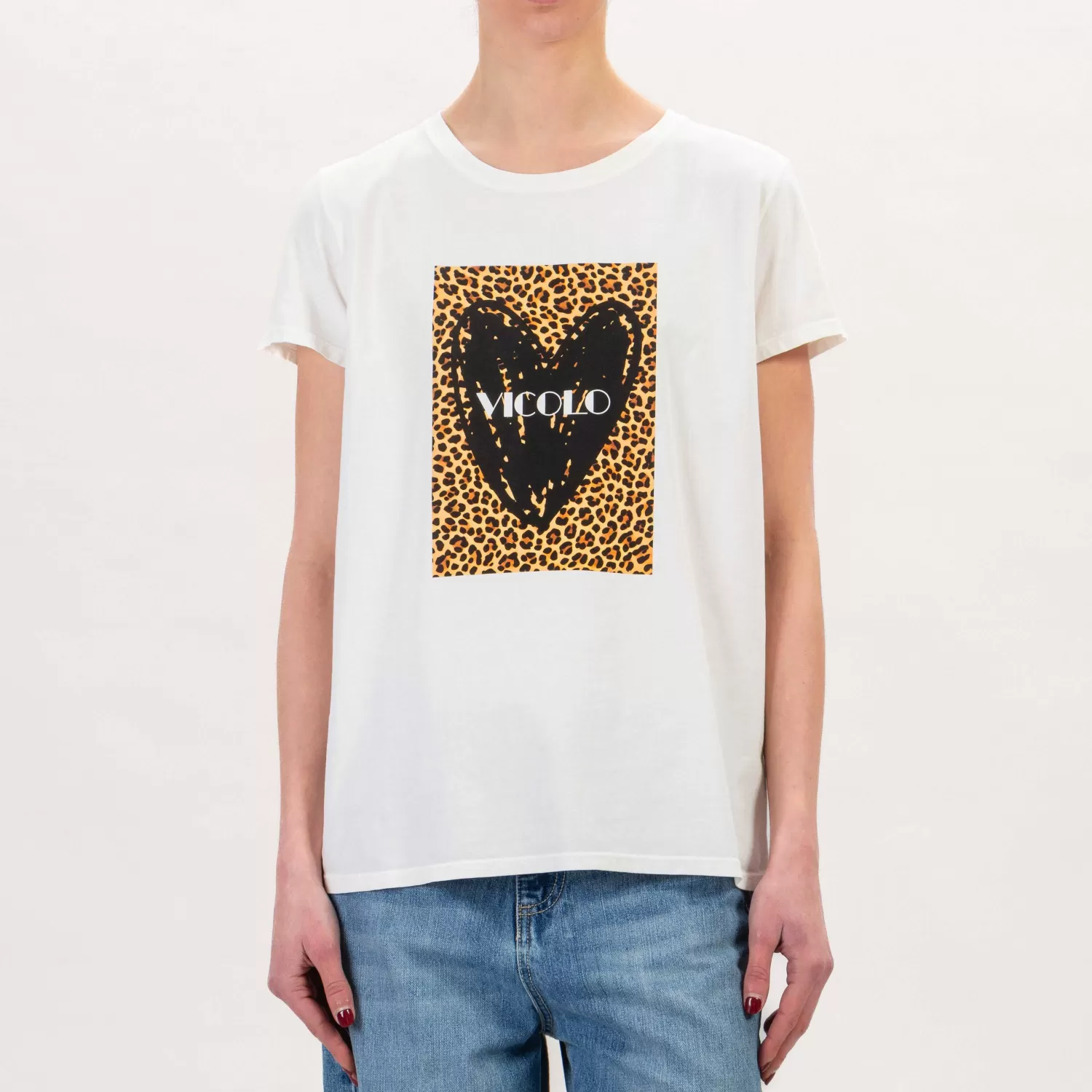 Clearance White Mood Vicolo-T-Shirt Cuore - Latte/Maculato