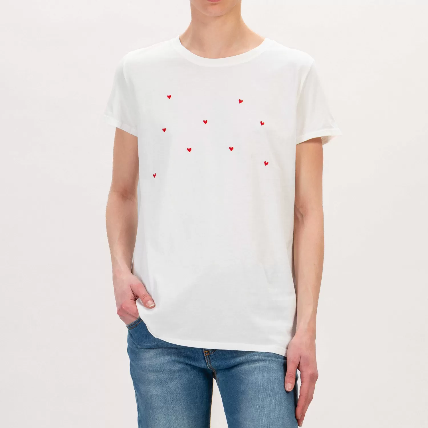 Cheap White Mood Vicolo-T-Shirt Cuoricini - Latte