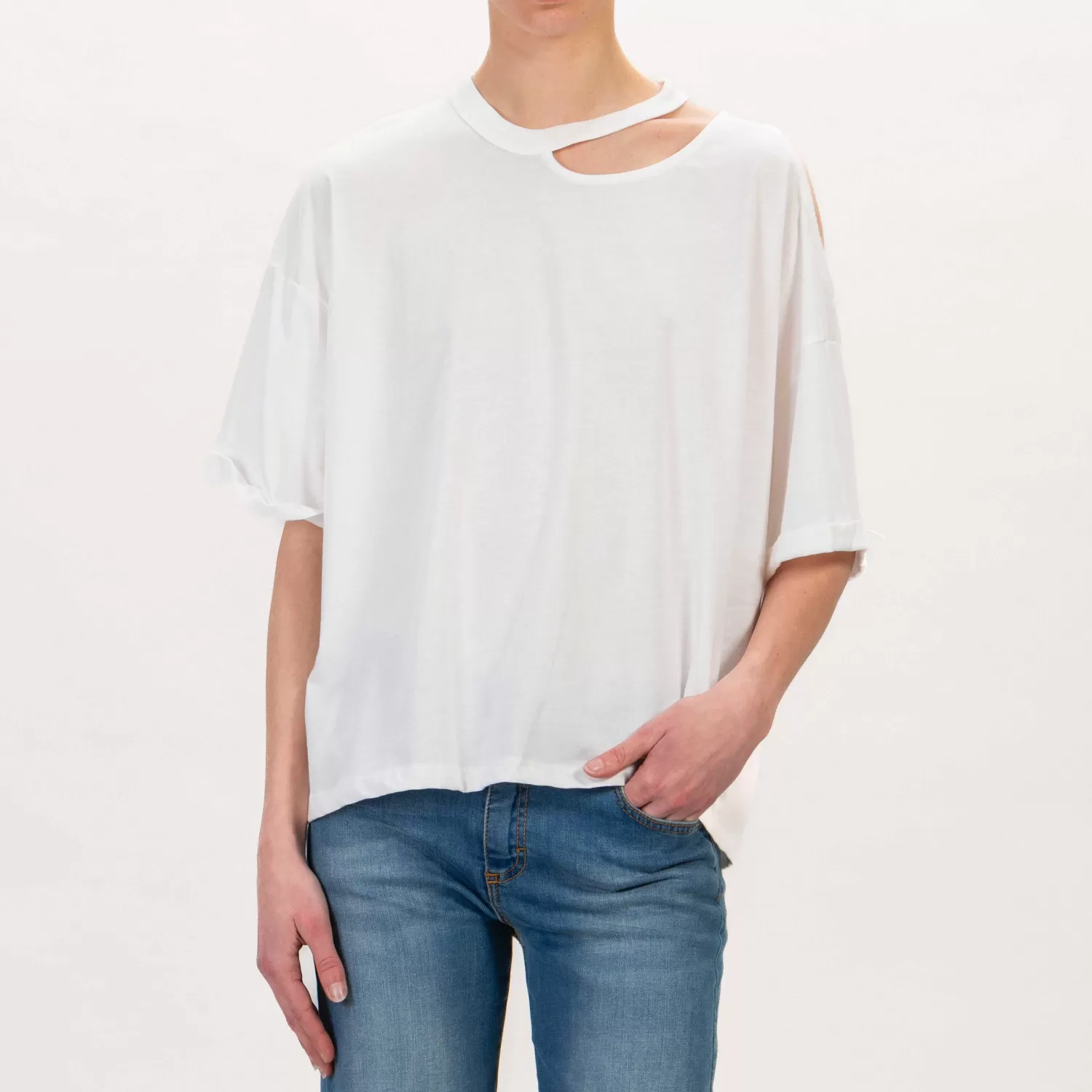 Flash Sale White Mood Vicolo-T-Shirt Cut Out - Bianco