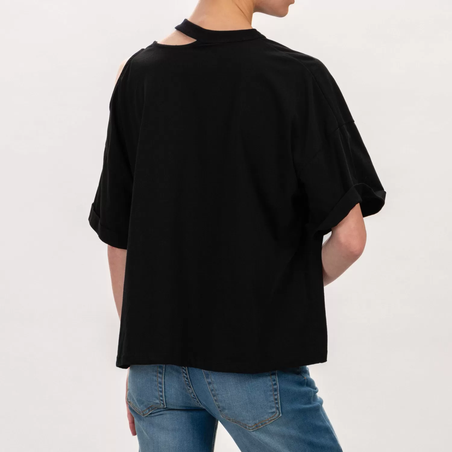 Shop White Mood Vicolo-T-Shirt Cut Out - Nero