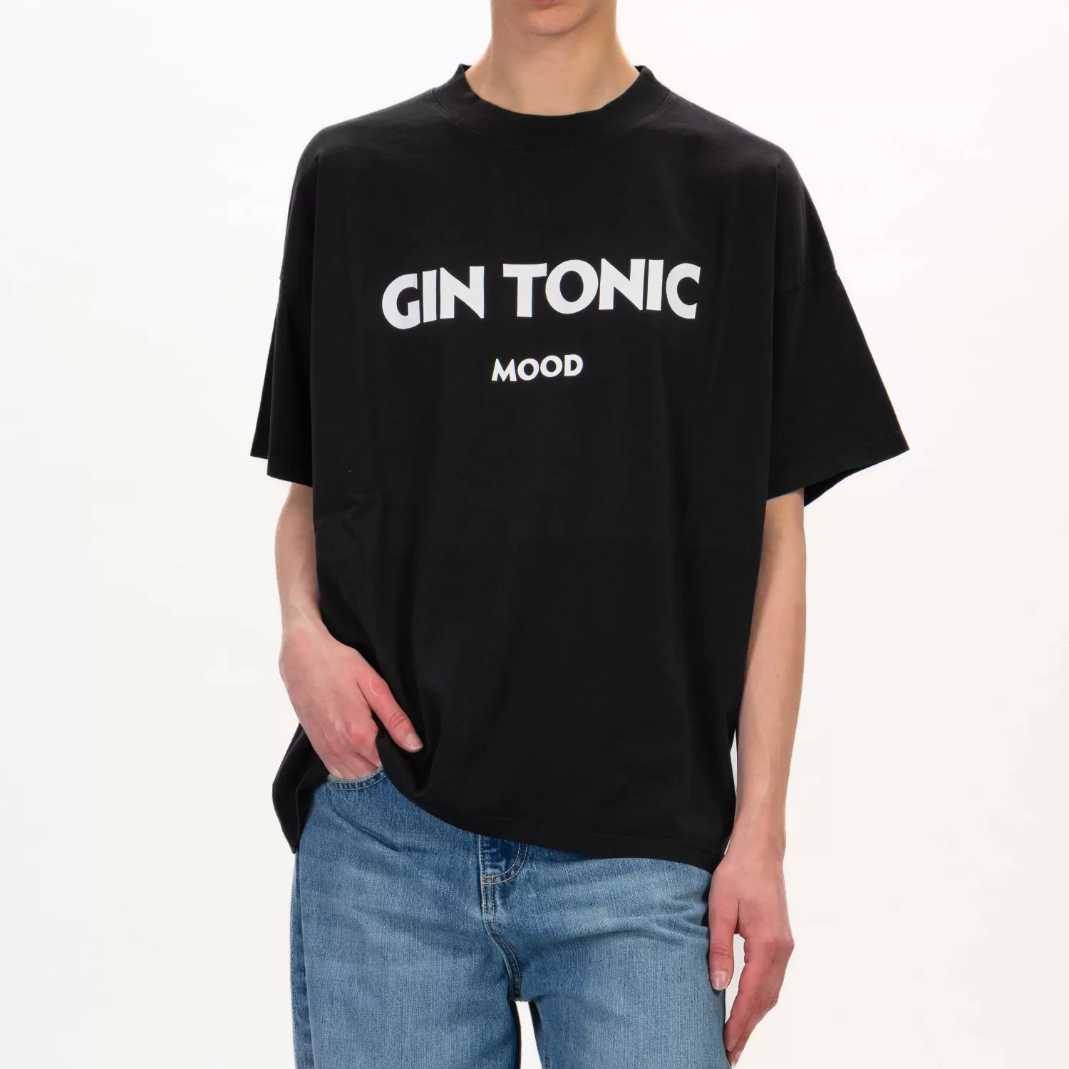 New White Mood Vicolo-T-Shirt Gin Tonic Mood - Nero/Bianco