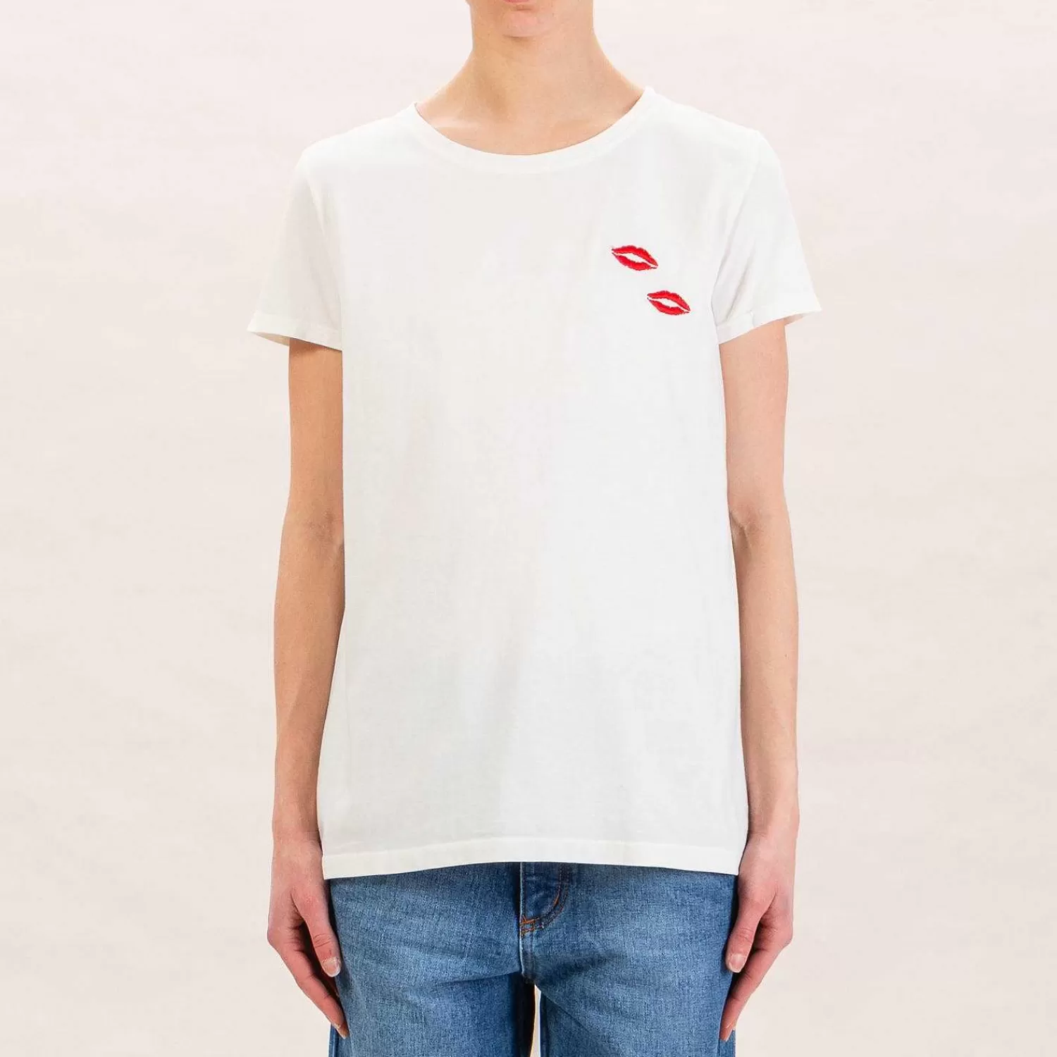 Shop White Mood Vicolo-T-Shirt Labbra - Latte/Rosso