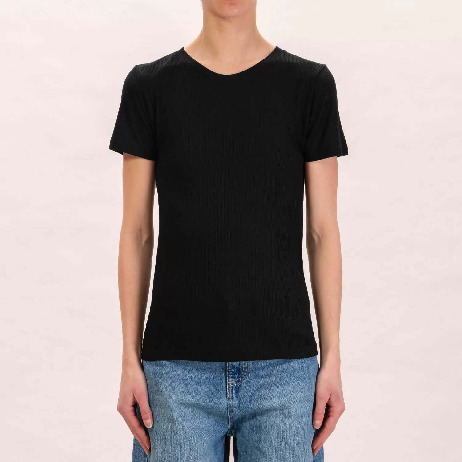 Cheap White Mood Vicolo-T-Shirt Misto Seta A Costine - Nero