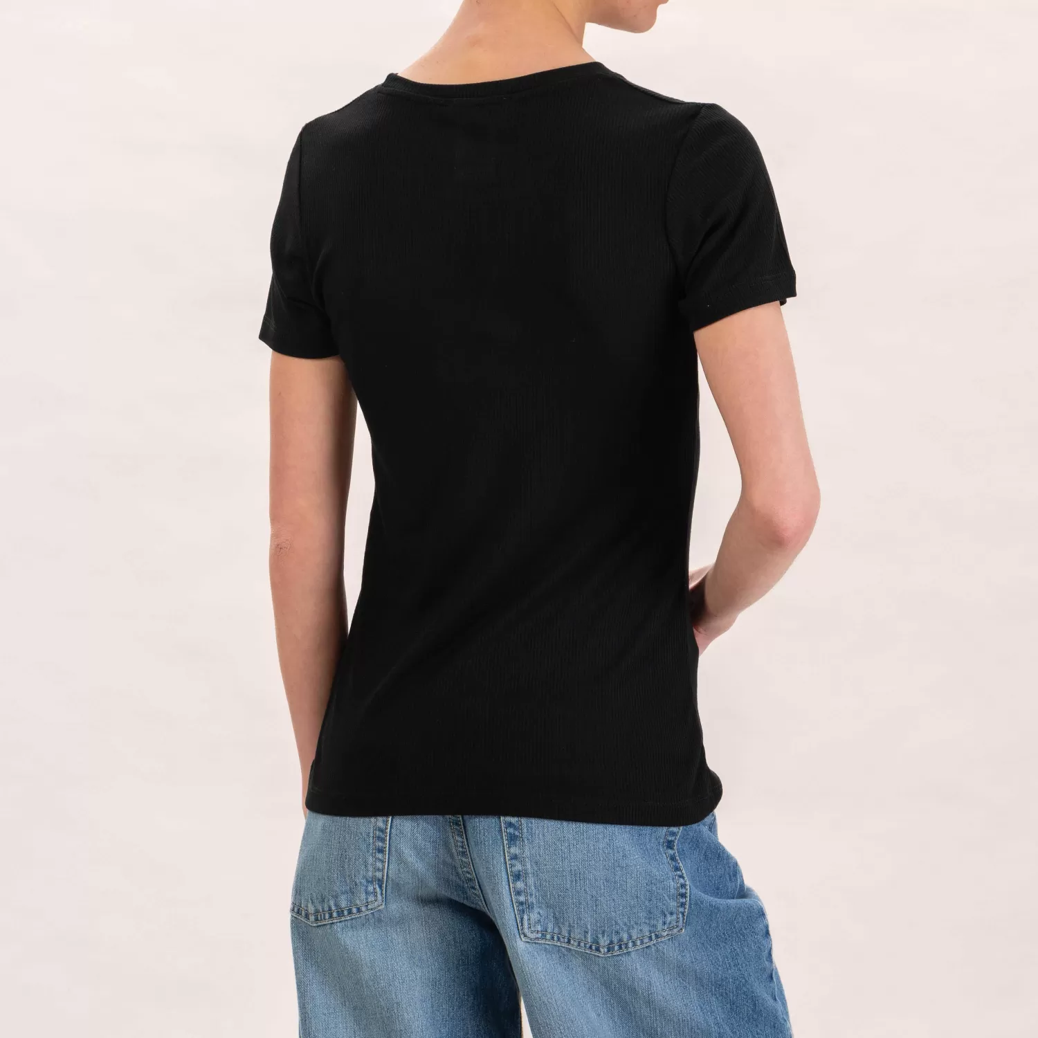 Cheap White Mood Vicolo-T-Shirt Misto Seta A Costine - Nero