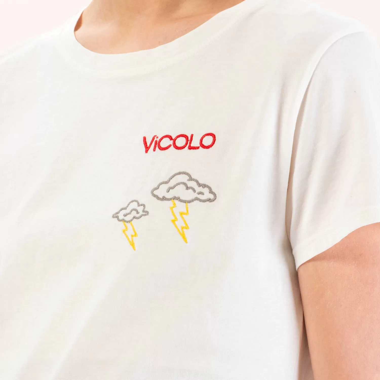 Online White Mood Vicolo-T-Shirt Nuvola Fulmine - Latte/India/Grigio