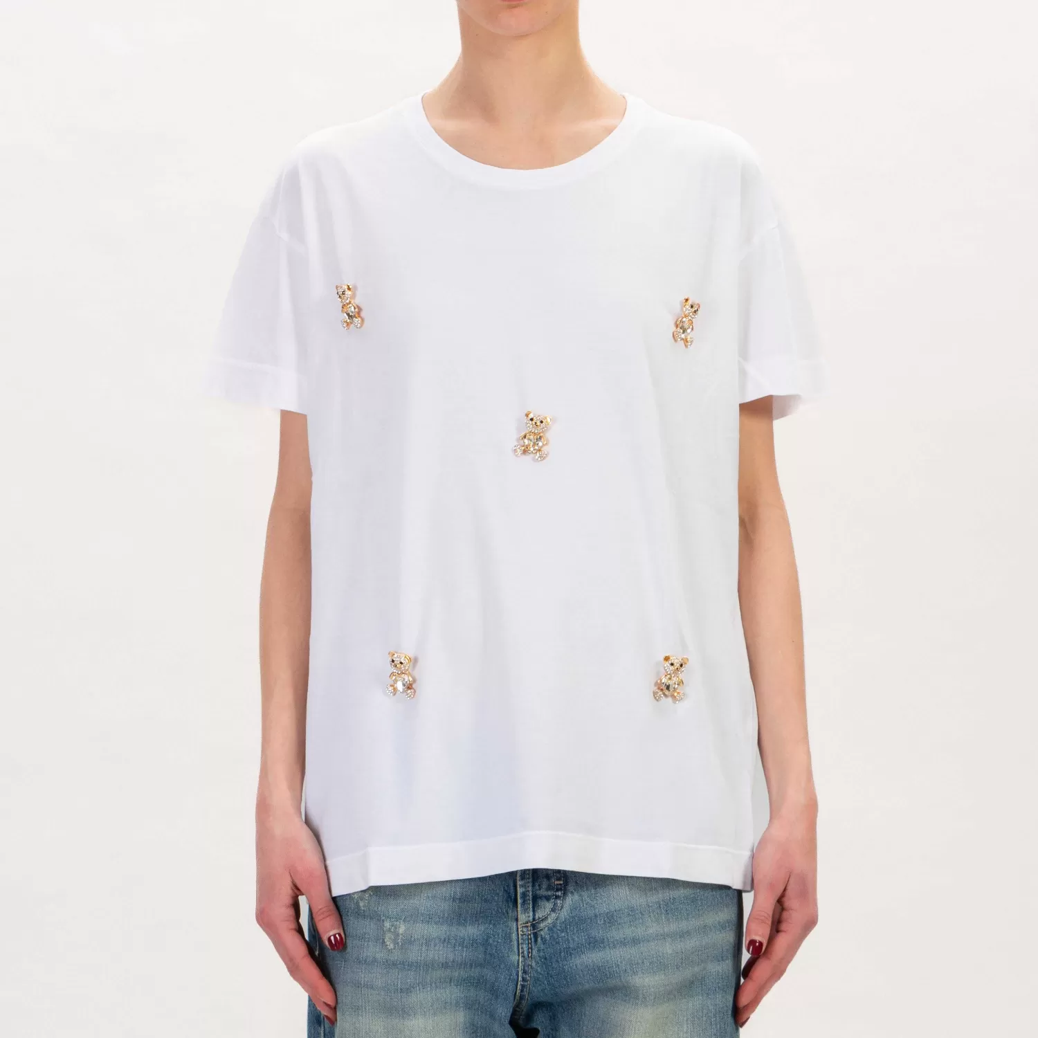 Hot White Mood Vicolo-T-Shirt Orsetti Gioiello - Bianco