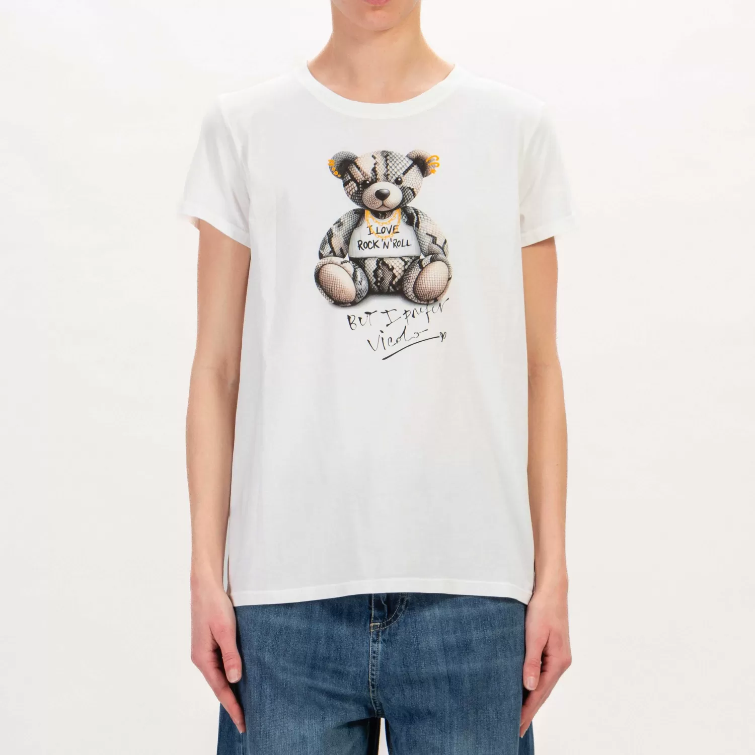 New White Mood Vicolo-T-Shirt Orsetto Rock'N'Roll - Latte