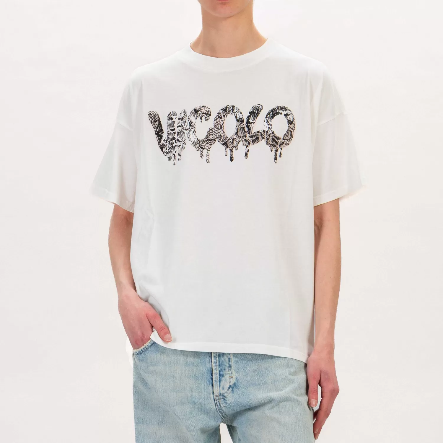 Fashion White Mood Vicolo-T-Shirt Scritta Vicolo - Latte