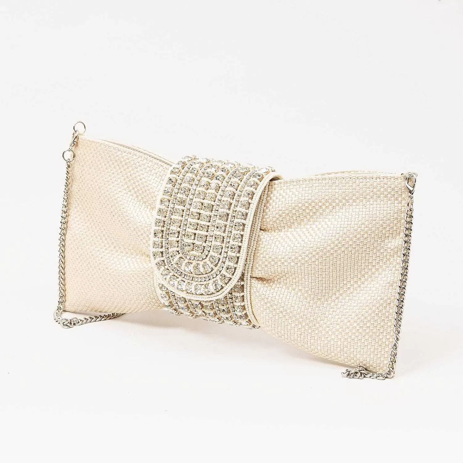 Store White Mood W By -Clutch Rafia Chiusura Gioiello - Sand