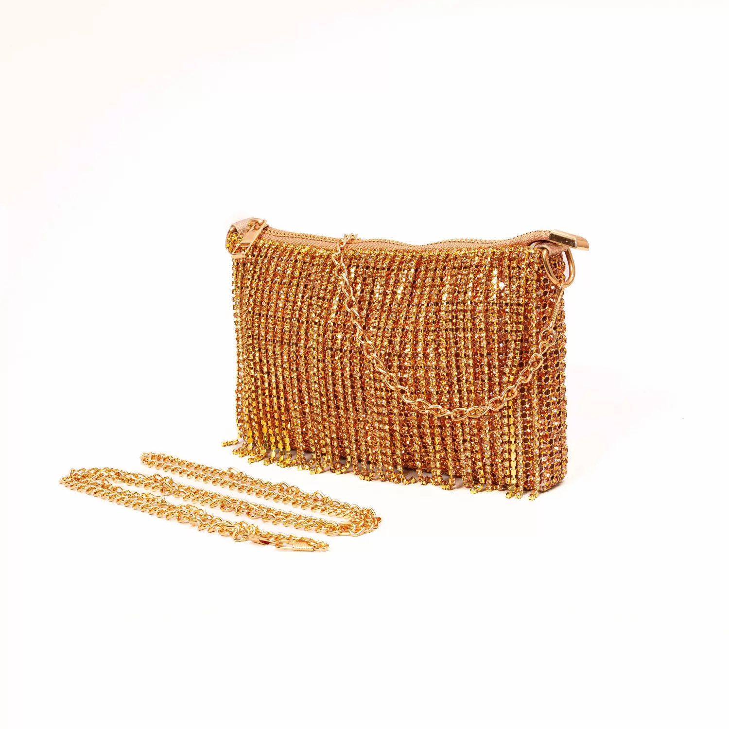 Shop White Mood W By Whitemood-Pochette Gioiello Con Frange - Gold