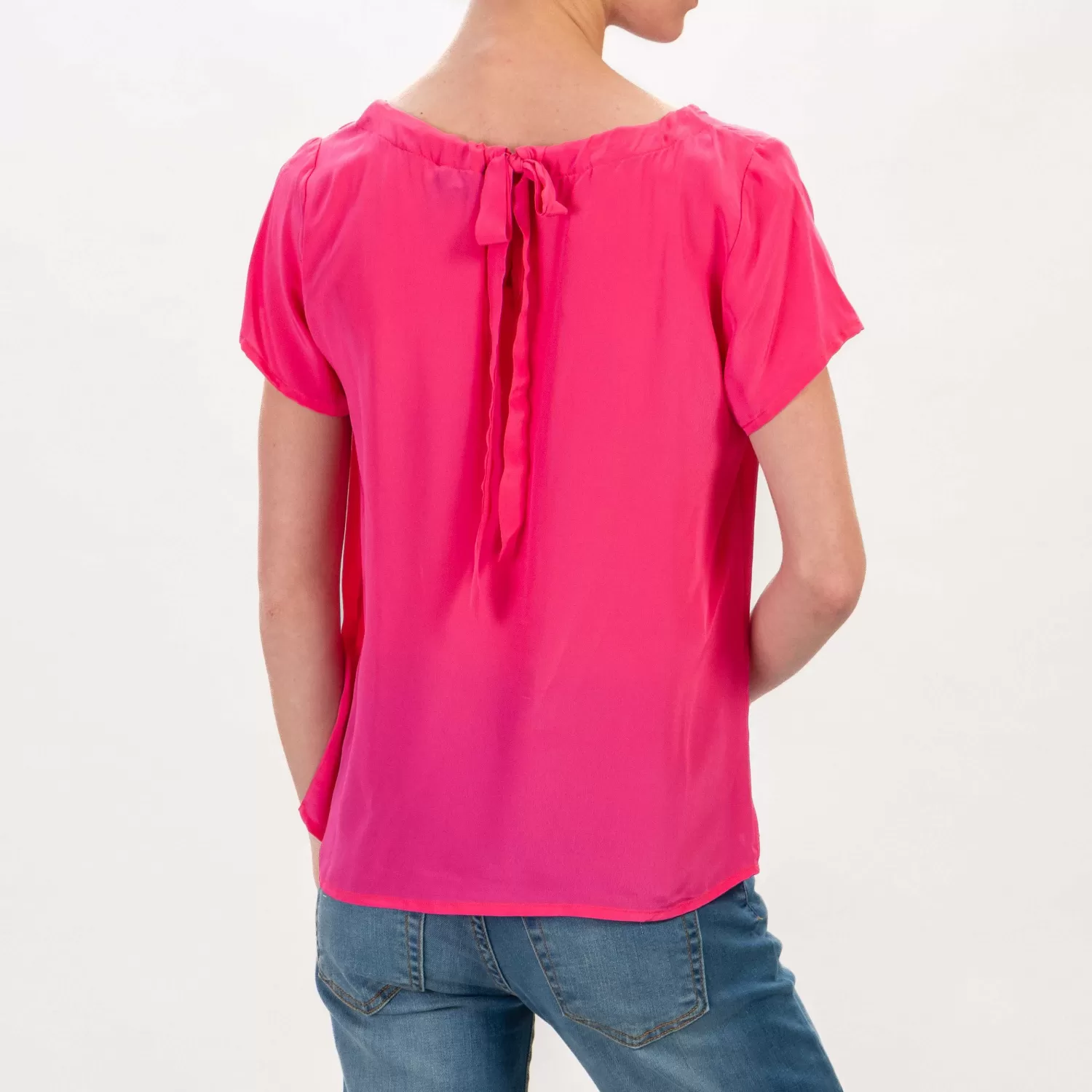 Shop White Mood Wu'Side-Blusa In Viscosa Fiocco Dietro - Fucsia