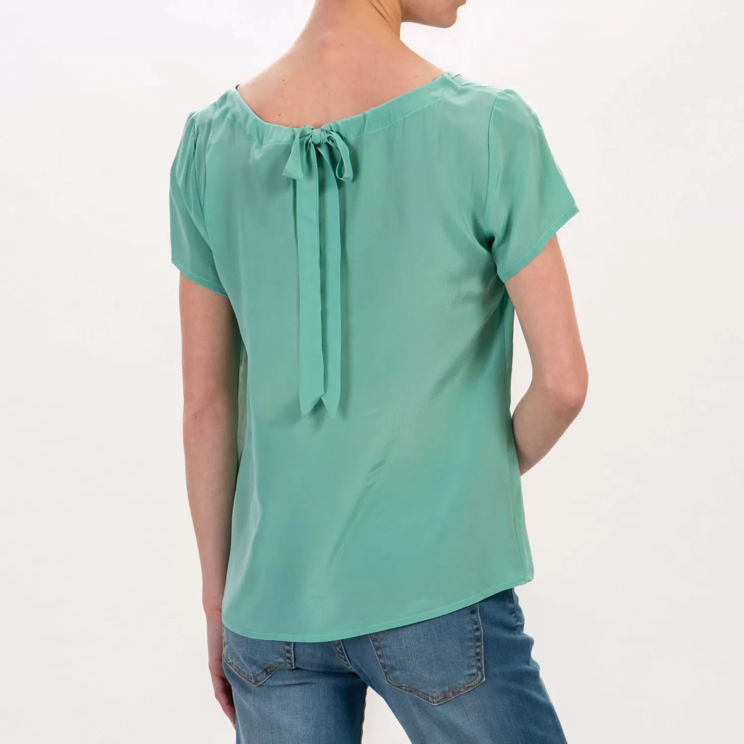 Shop White Mood Wu'Side-Blusa In Viscosa Fiocco Dietro - Verde Acqua