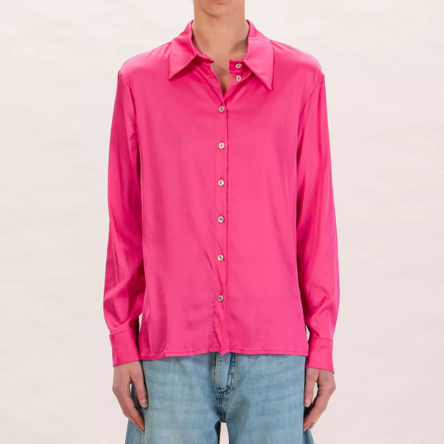 Online White Mood Wu'Side-Camicia In Viscosa - Fucsia