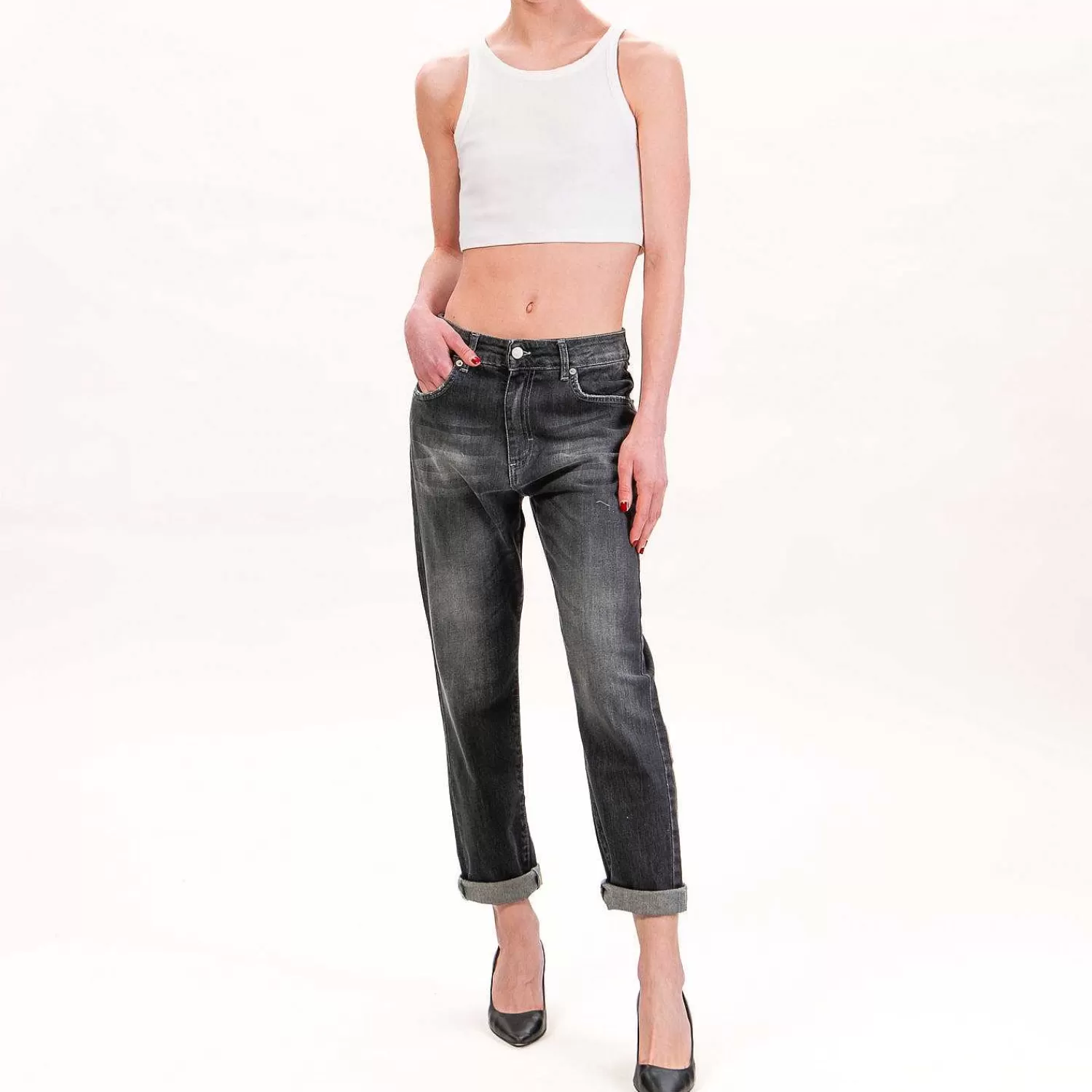 Sale White Mood Zeroassoluto - Lisa Boyfriend Jeans - Black