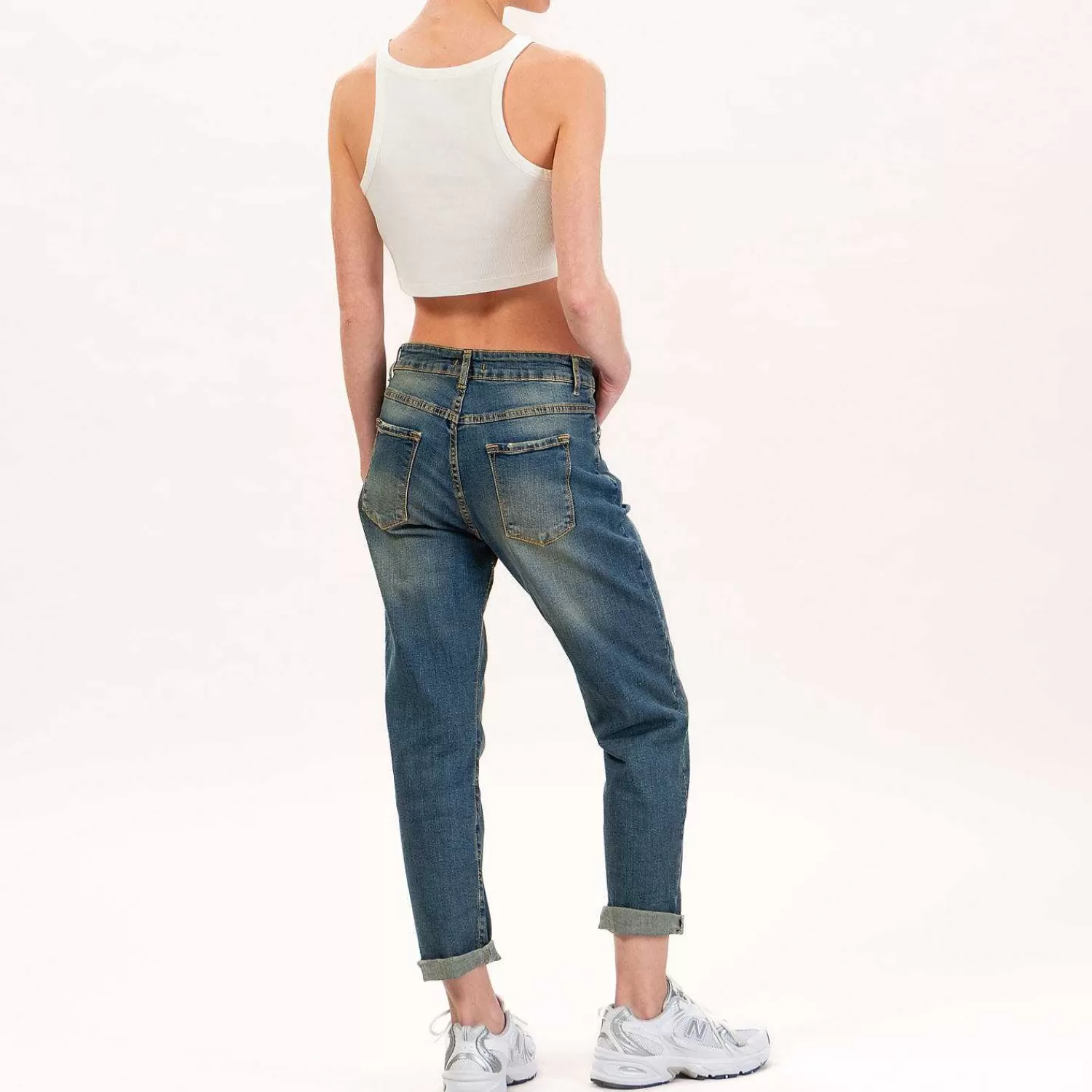 Hot White Mood Zeroassoluto - Lisa Boyfriend Jeans In Tea Wash - Denim