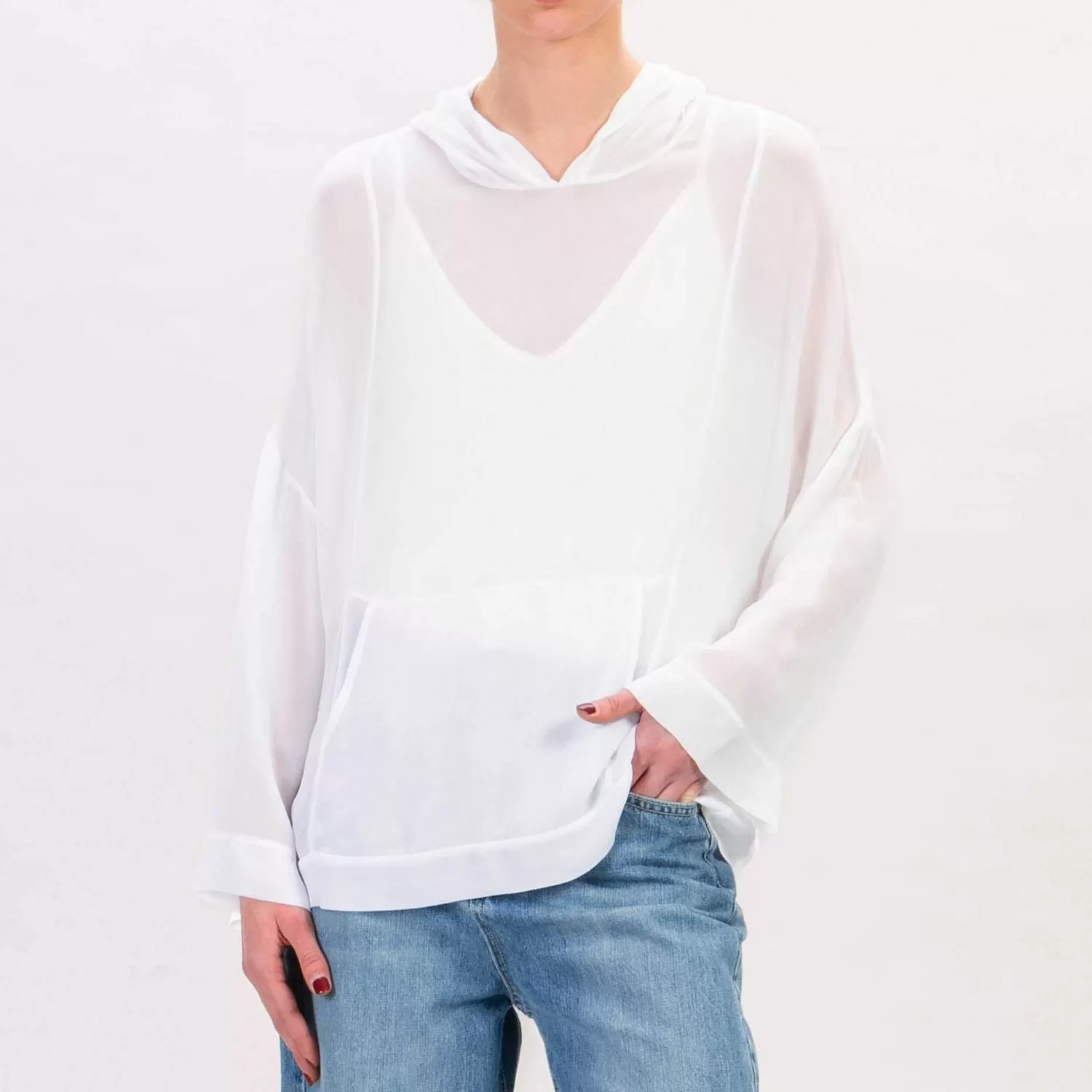 Store White Mood Zeroassoluto-Blusa Georgette In Viscosa - Bianco