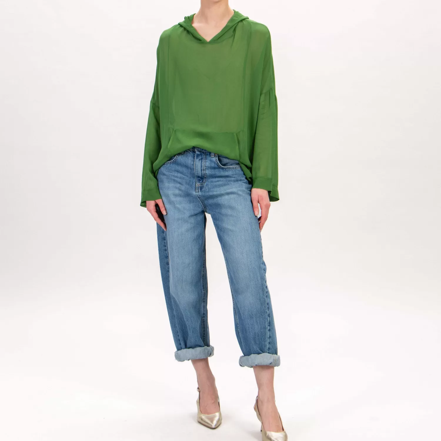 Outlet White Mood Zeroassoluto-Blusa Georgette In Viscosa - Verde