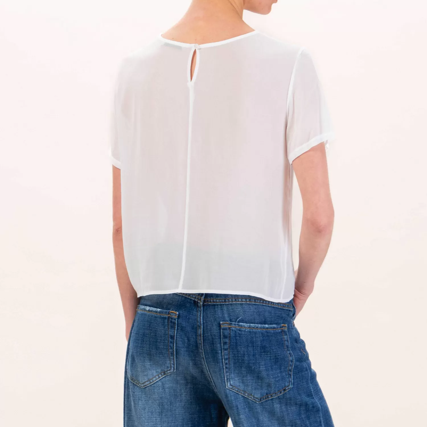 Outlet White Mood Zeroassoluto-Blusa In Georgette - Bianco